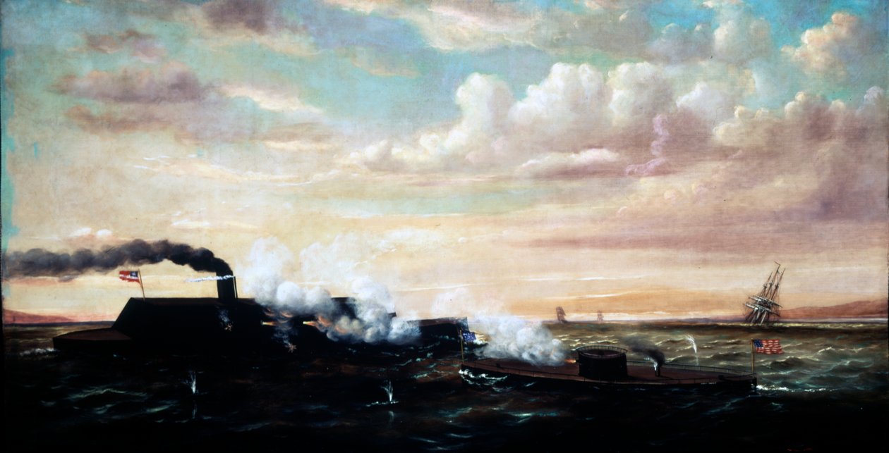 Schlacht der Panzerschiffe Monitor und Merrimac, 9. März 1862, 1877 von William Torgerson