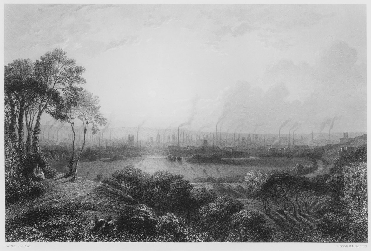 Manchester, von Kersal Moor, aus dem Bild in der Königlichen Sammlung von William Wyld