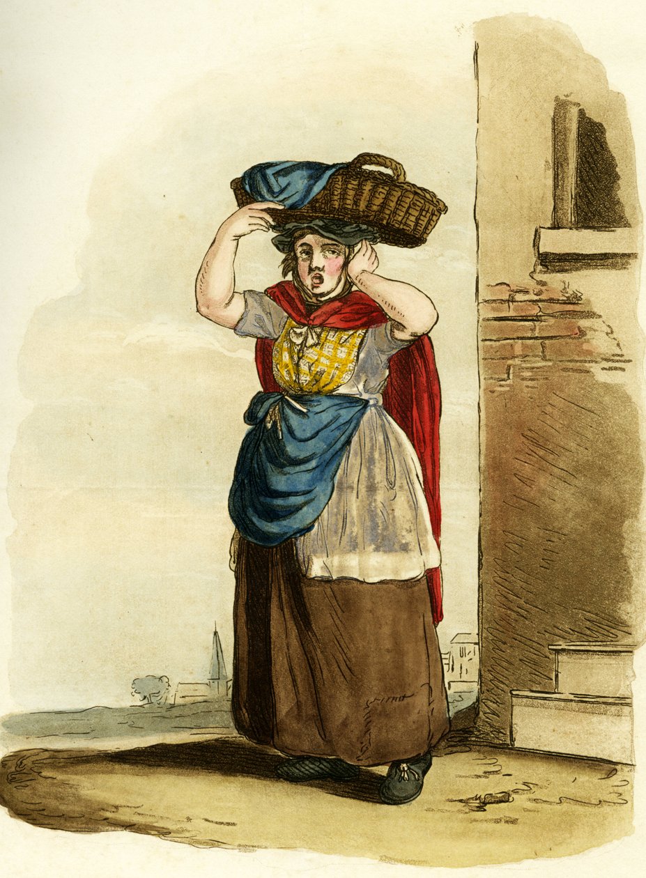 Fischverkäuferin, England. Englische Gravur von William (after) Alexander