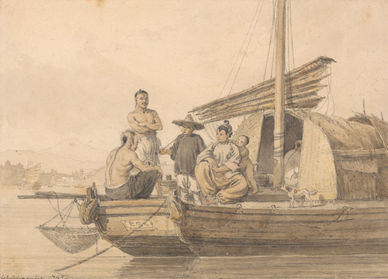 Fischerleute auf einer Dschunke von William Alexander