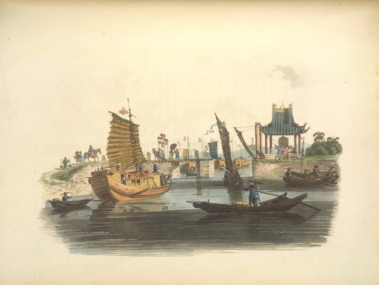Schiffe passieren eine Schleuse von William Alexander