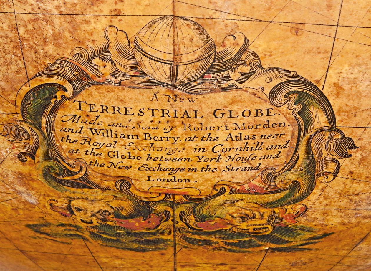 Früher englischer Erdglobus, ca. 1673 von William Berry