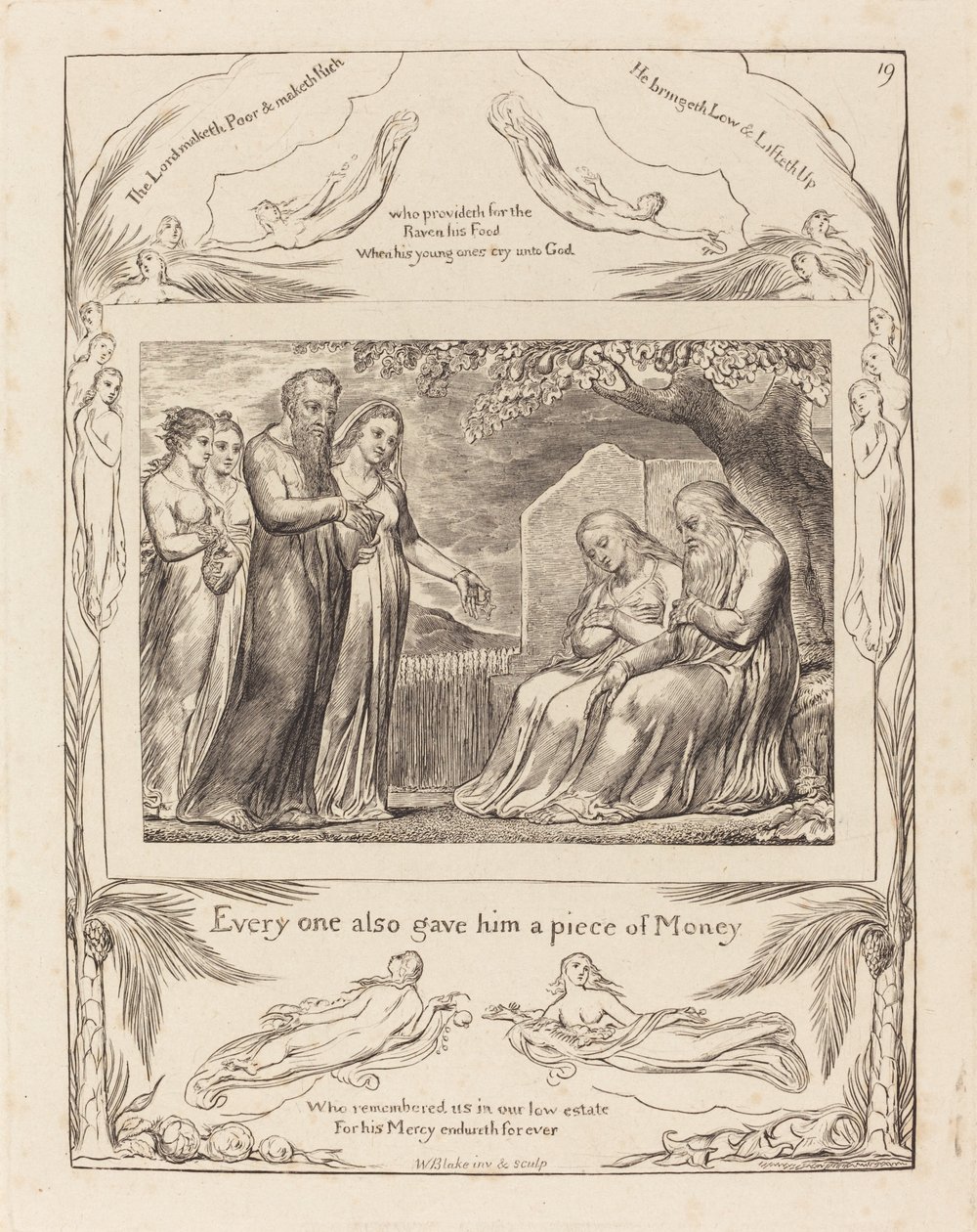 Hiob nimmt Almosen an von William Blake