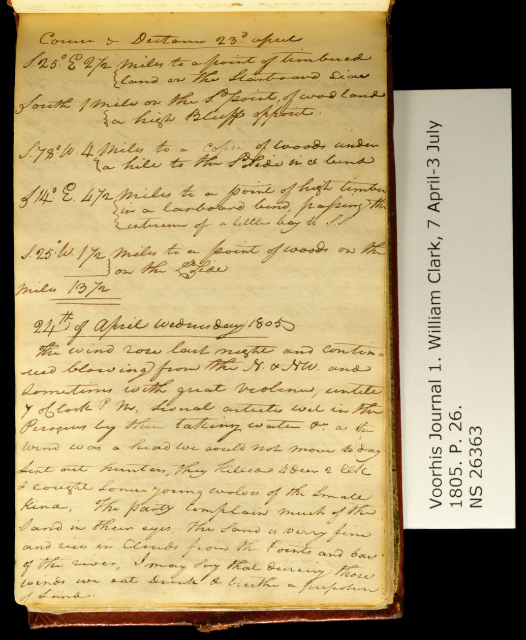 Kurs und Entfernung 23. April von William Clark
