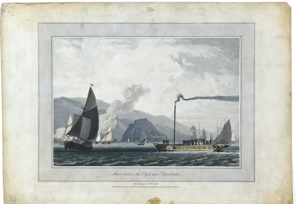 Dampfschiff auf dem Clyde bei Dumbarton von William Daniell