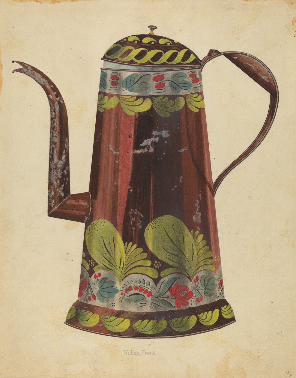 Toleware Zinn-Kaffeekanne, ca. 1937 von William Frank