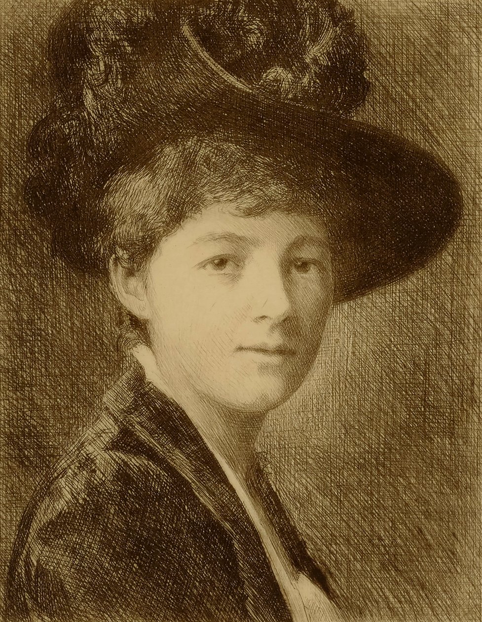 Ohne Titel (Frau mit Federhut) von William Harry Warren Bicknell