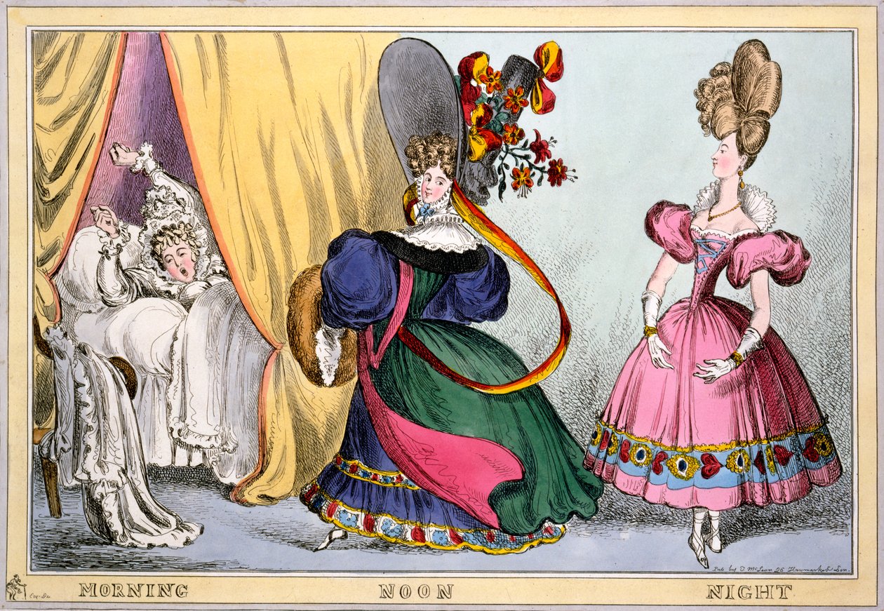 Morgen Mittag Nacht, ca. 1828 (handkolorierter Stich) von William Heath