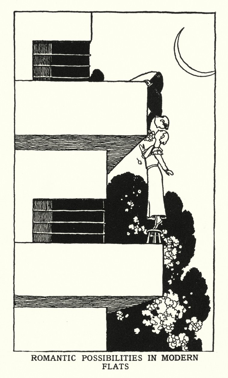 Romantische Möglichkeiten in modernen Wohnungen von William Heath Robinson