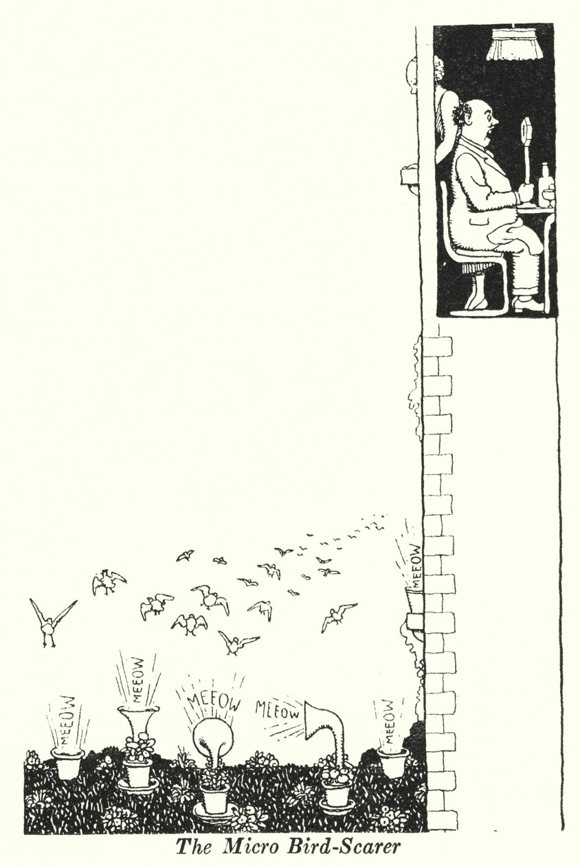 Der Mikro-Vogelscheuche (Lithografie) von William Heath Robinson