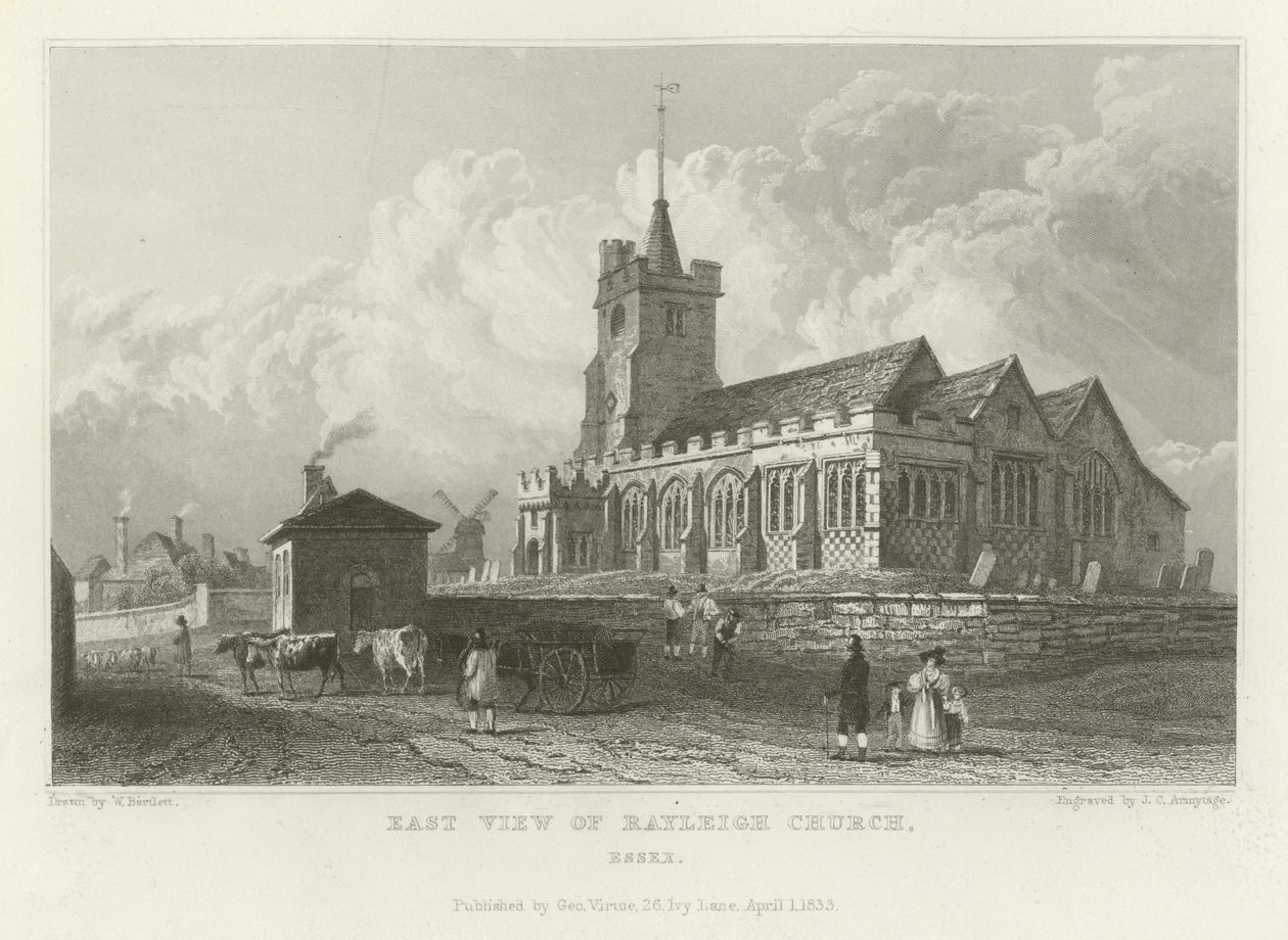 Ostansicht der Kirche von Rayleigh, Essex von William Henry Bartlett