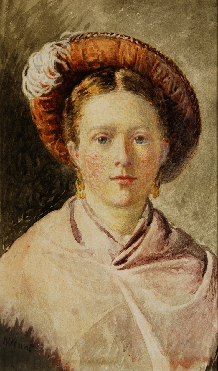 Dame mit Federhut von William Henry Hunt