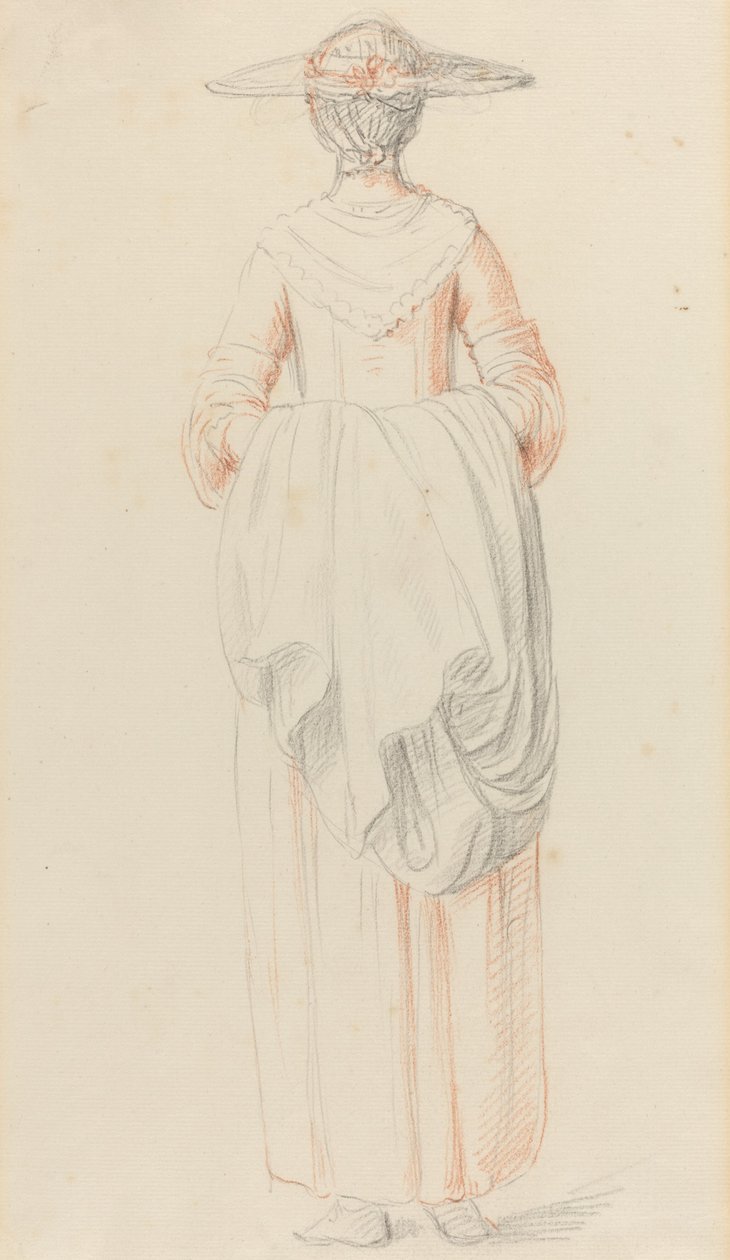 Dame hält ihren Mantel von hinten von William Hoare