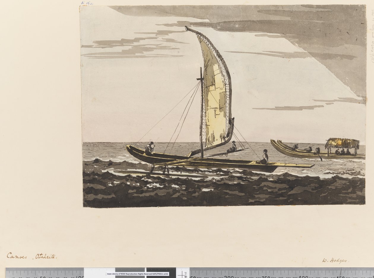 Seite 15a Kanus, Otaheite von William Hodges