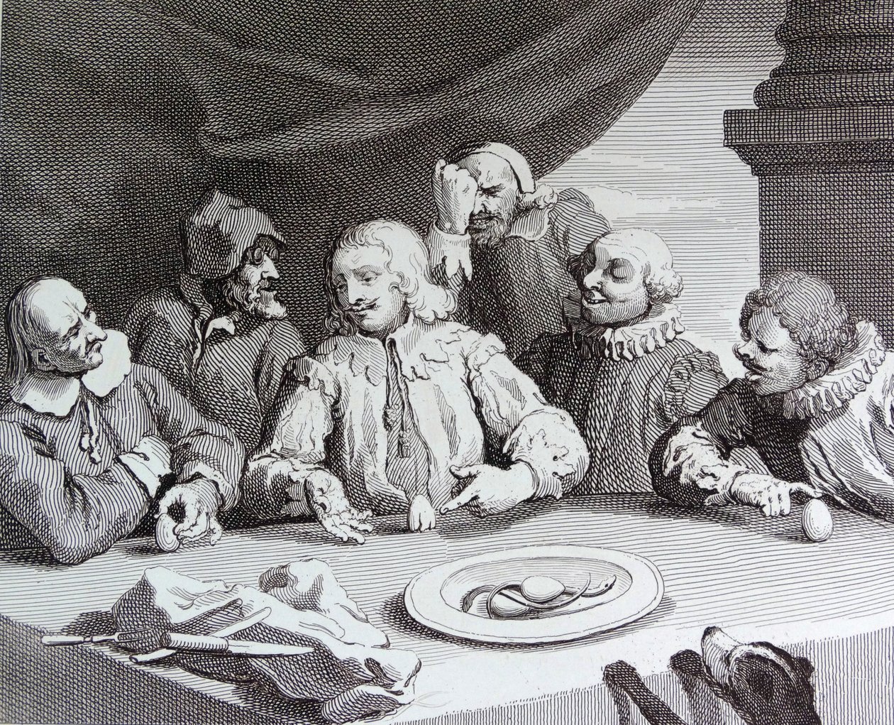 Kolumbus bricht das Ei von William Hogarth