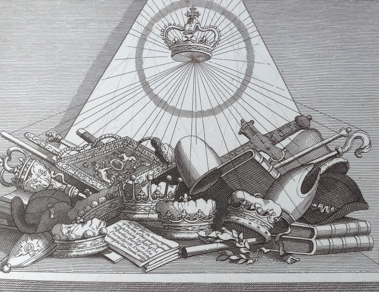 Krone, Mitren, Streitkolben usw. von William Hogarth