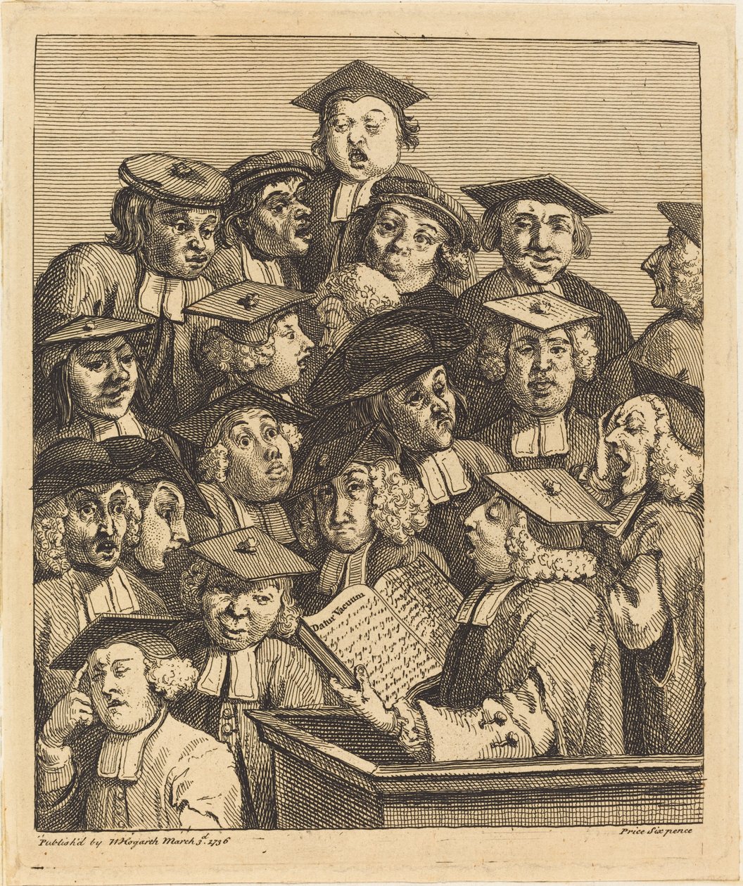 Gelehrte bei einer Vorlesung von William Hogarth