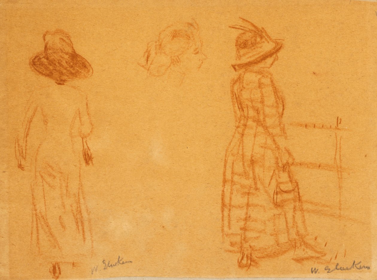 Zwei Frauen und Kopf einer Frau von William James Glackens
