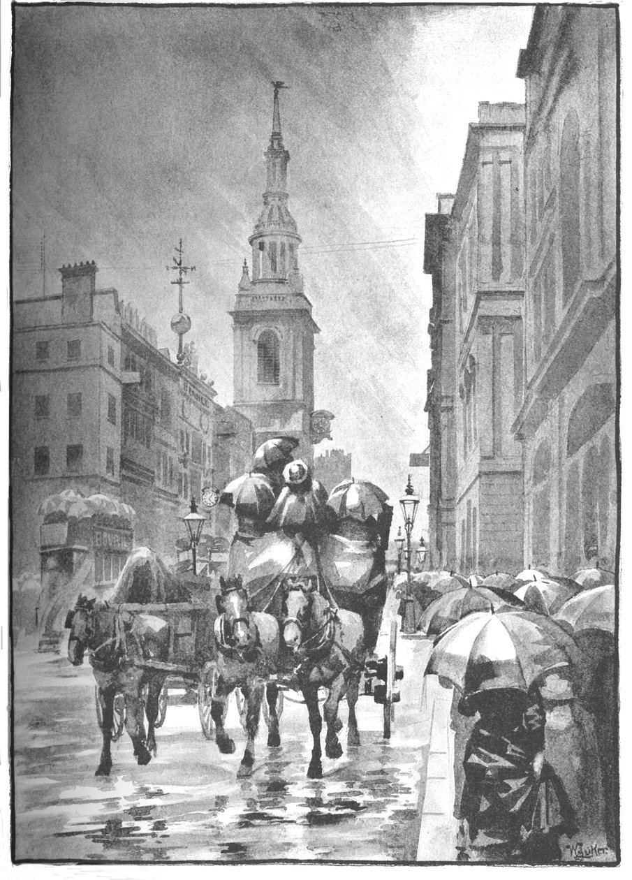 Cheapside - Ein regnerischer Tag, 1891 von William Luker