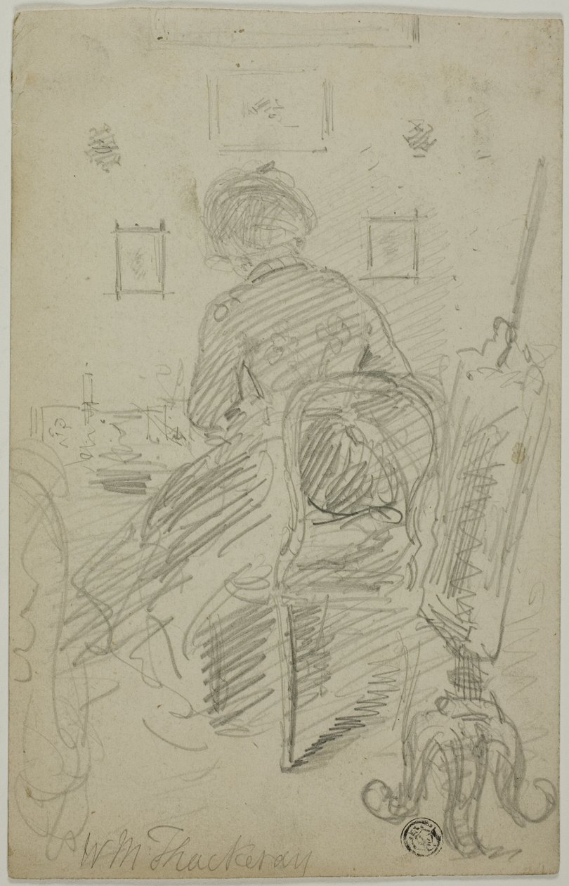 Dame beim Schreiben (Rückansicht) von William Makepeace Thackeray