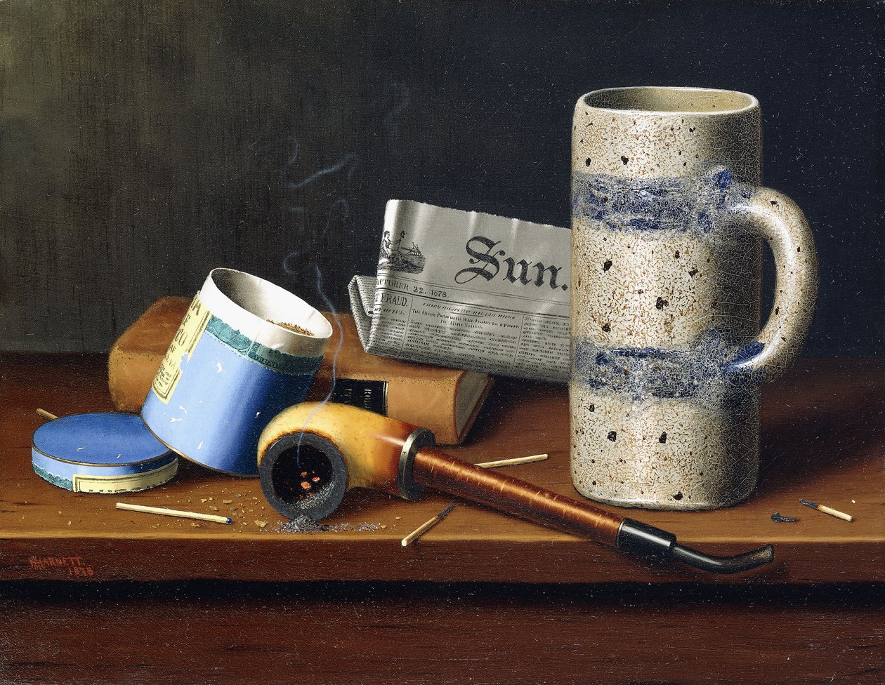 Stillleben mit blauer Tabakdose, 1878 von William Michael Harnett