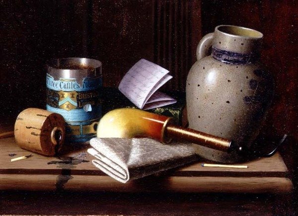 Stillleben mit Three Castles Tabak von William Michael Harnett