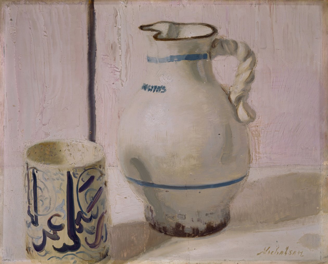 Rosa Stillleben mit Krug von William Nicholson