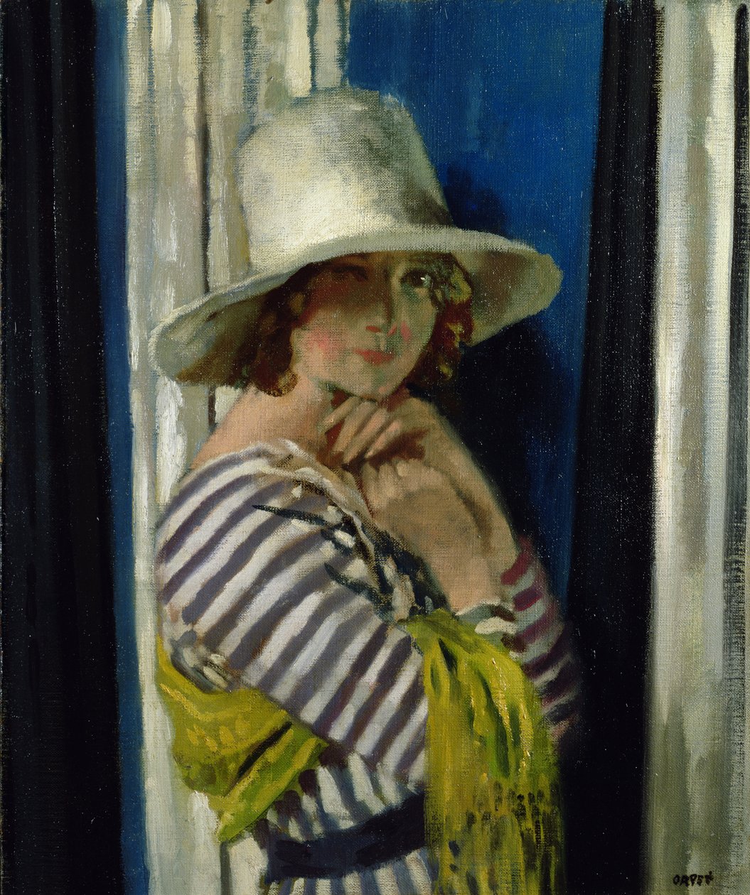 Mrs Hone in einem gestreiften Kleid, 1912 von William Orpen