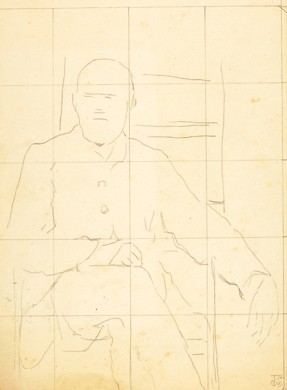 Älterer Mann, der in einem Stuhl sitzt von William Page
