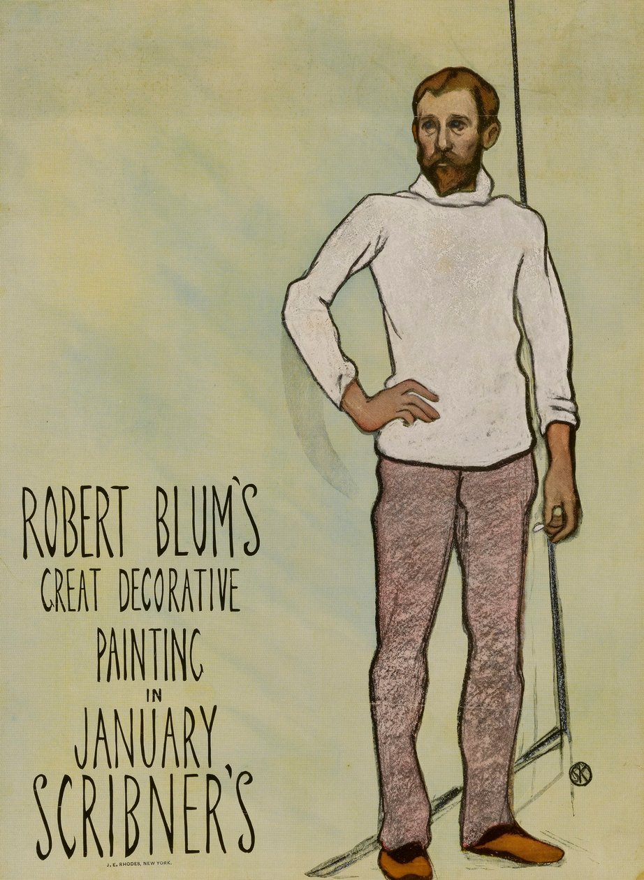 Robert Blums Großes Dekoratives Gemälde In Januar Scribner