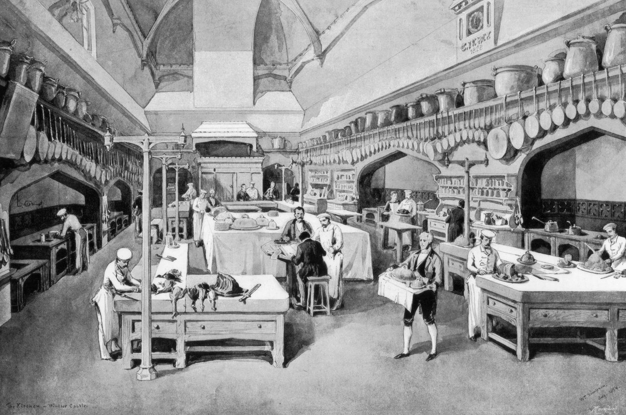 Küche von Windsor Castle zu Weihnachten, 1894 von William Crimea Simpson
