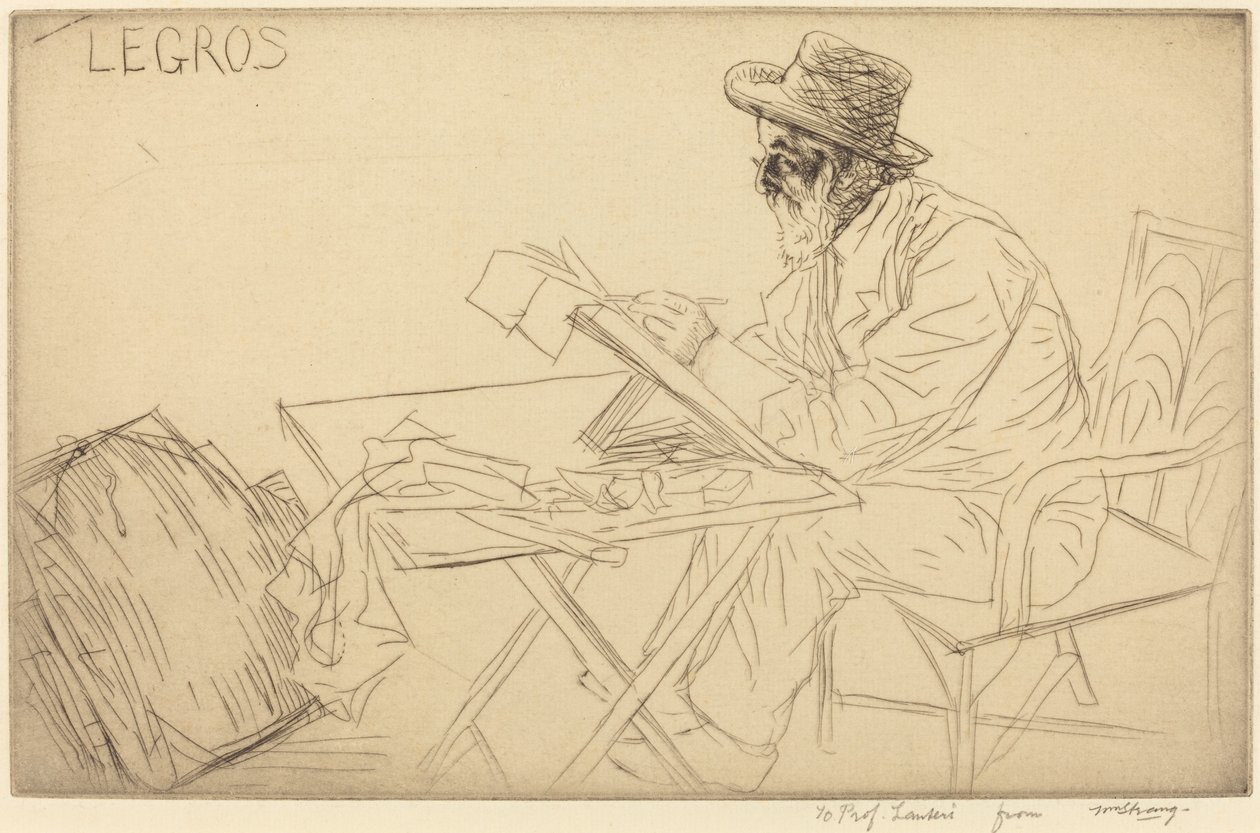Alphonse Legros beim Skizzieren von William Strang