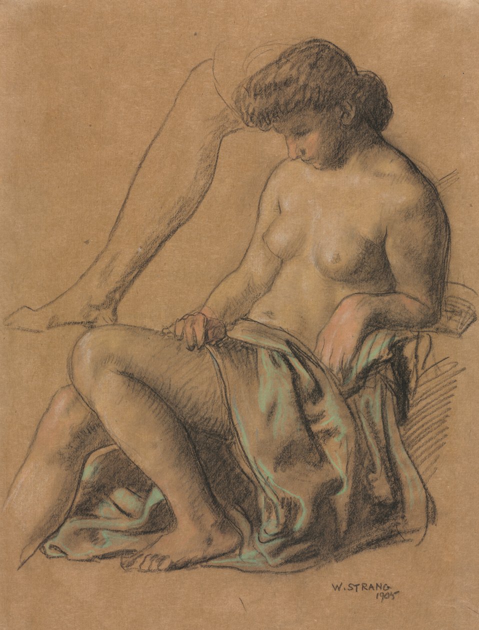 Verhüllte Figur sitzend, 1905 von William Strang