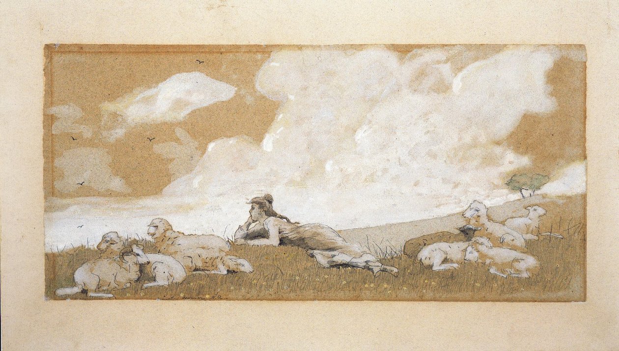 Mädchen und Schafe von Winslow Homer