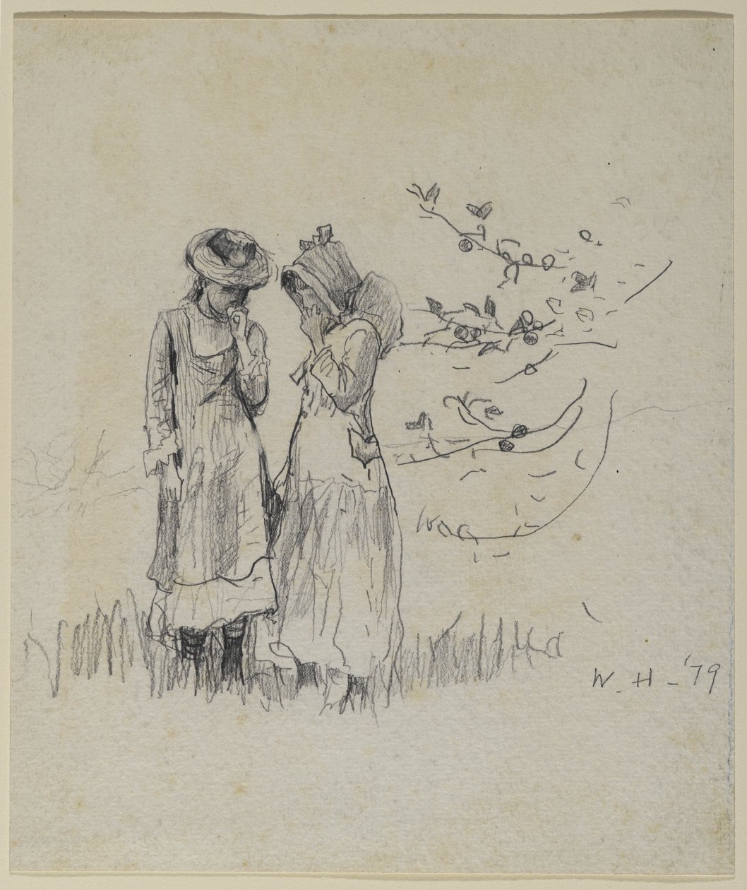 Zwei Mädchen auf einem Feld, 1879 von Winslow Homer