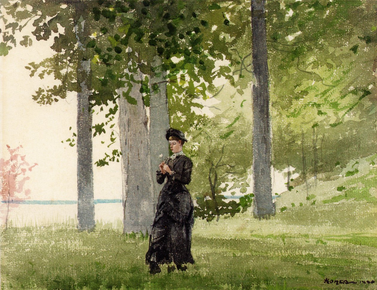 Frau mit Blume von Winslow Homer