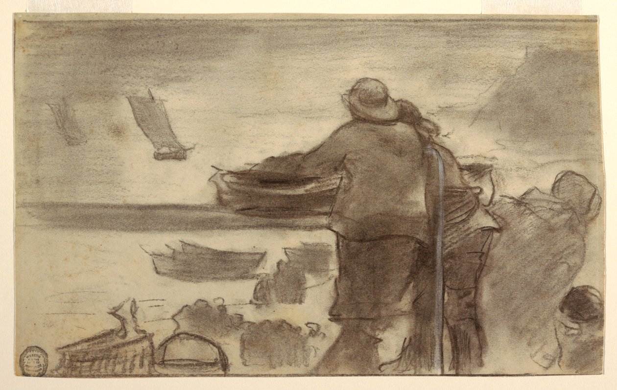 Strand mit Booten und Menschen, Cullercoats, England von Winslow Homer