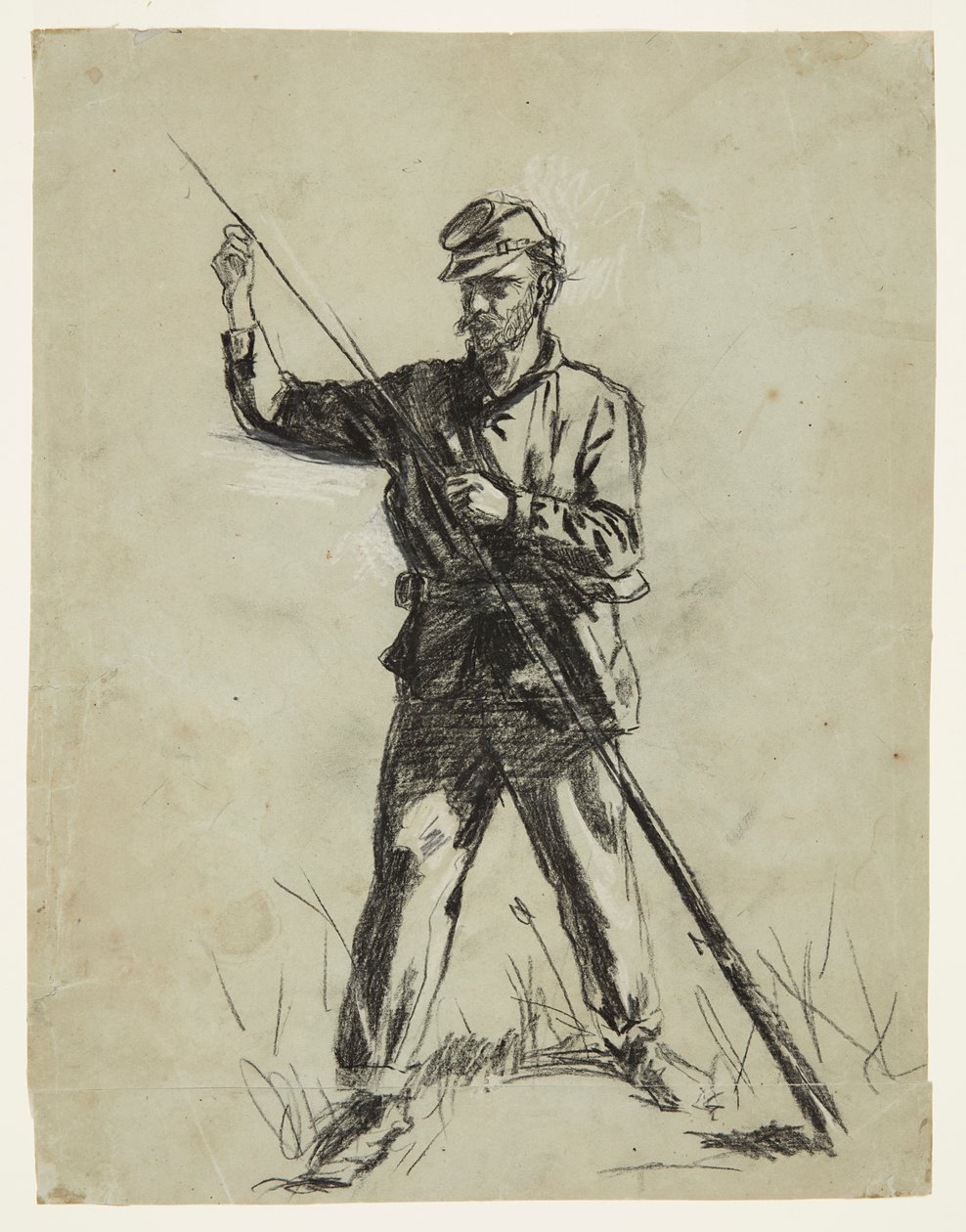 Kavalleriesoldat lädt ein Gewehr von Winslow Homer