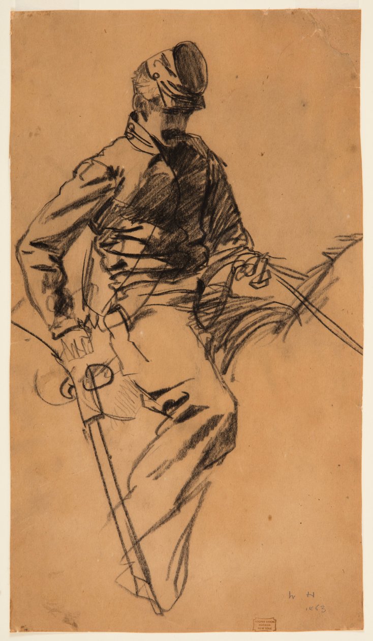 Zeichnung, Kavalleriesoldat zu Pferd, 1863 von Winslow Homer