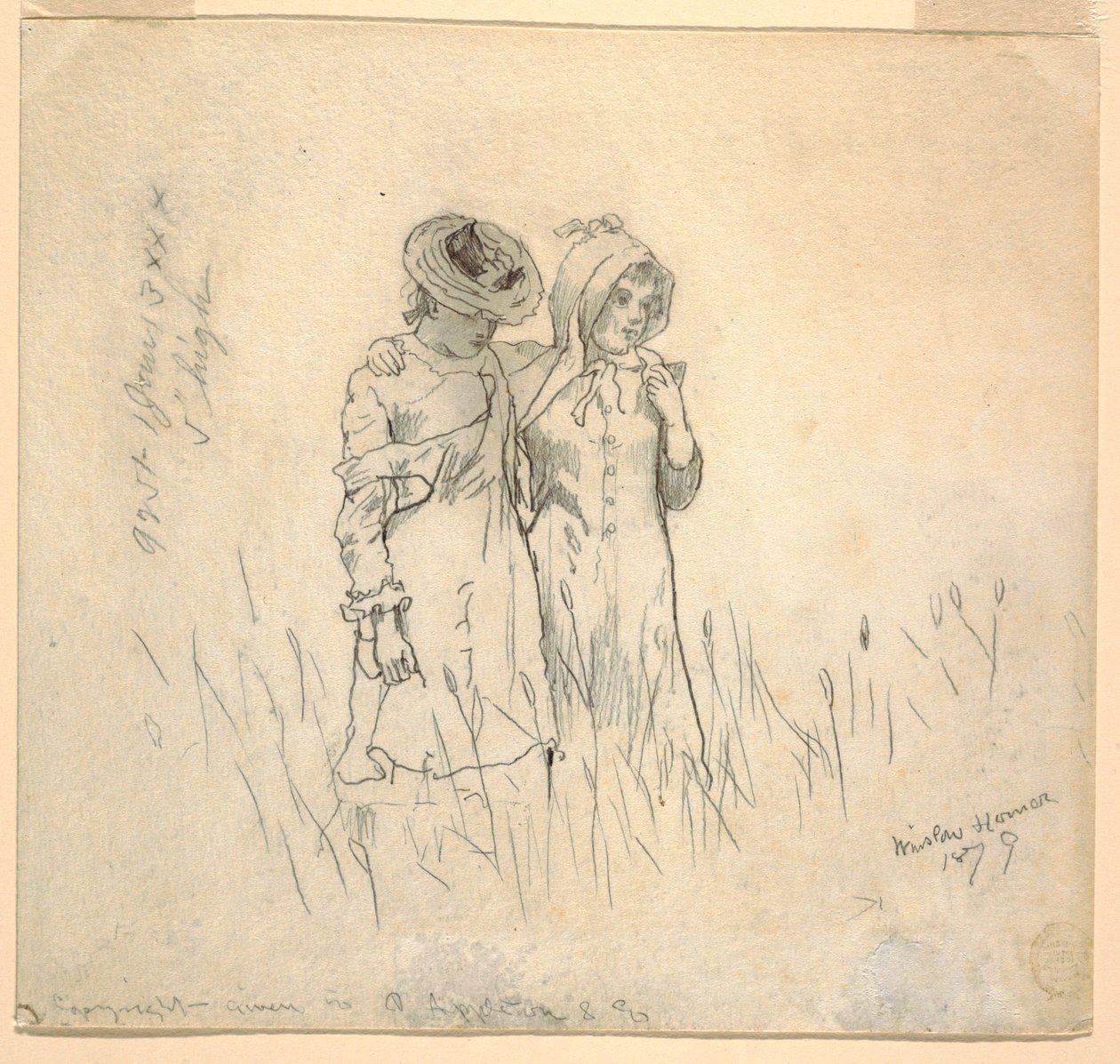 Zwei Mädchen auf einem Feld von Winslow Homer