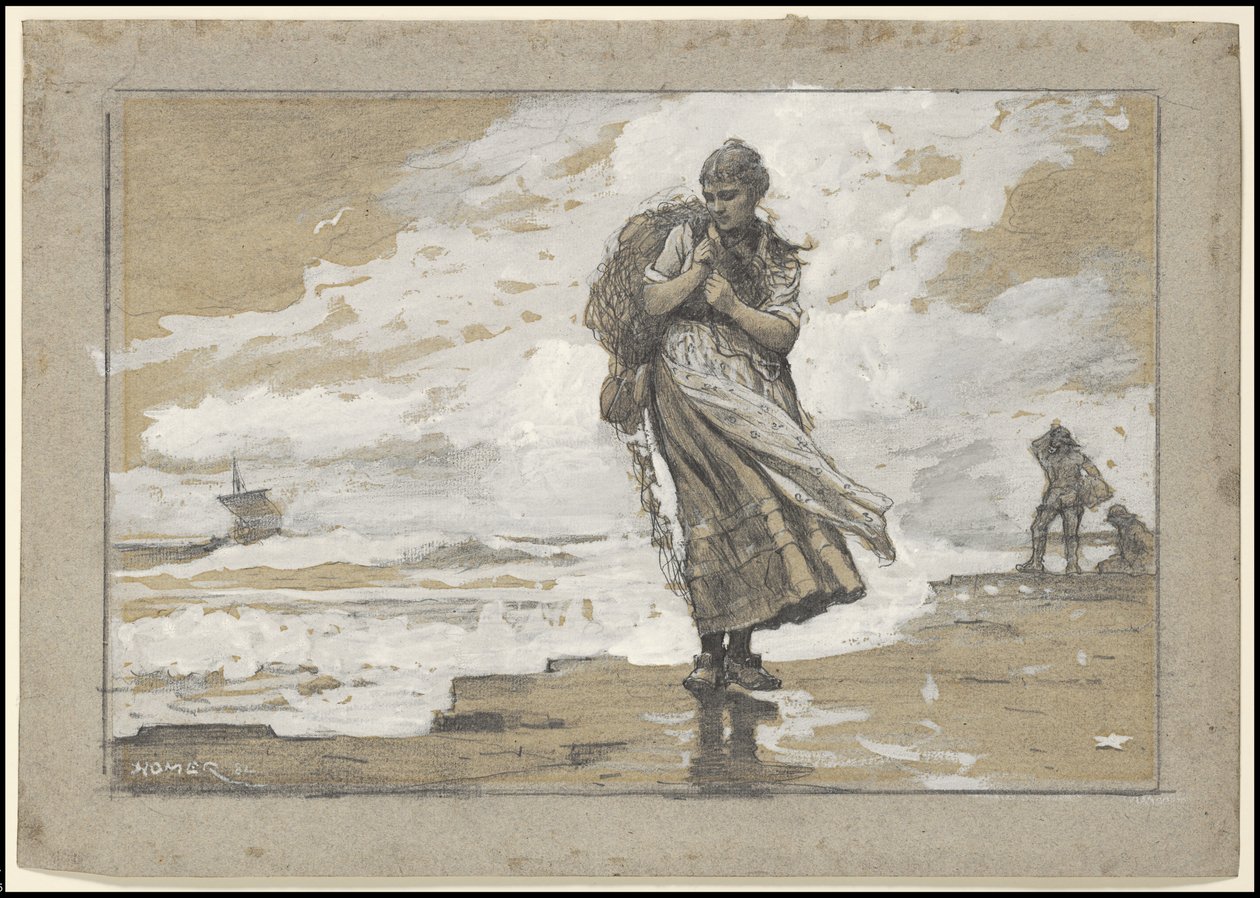 Fischermädchen mit Netz, 1882 von Winslow Homer
