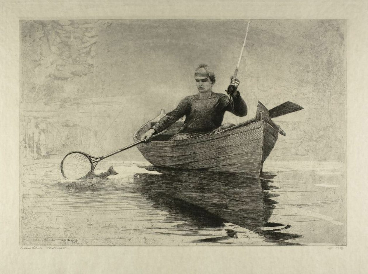 Fliegenfischen, Saranac-See von Winslow Homer