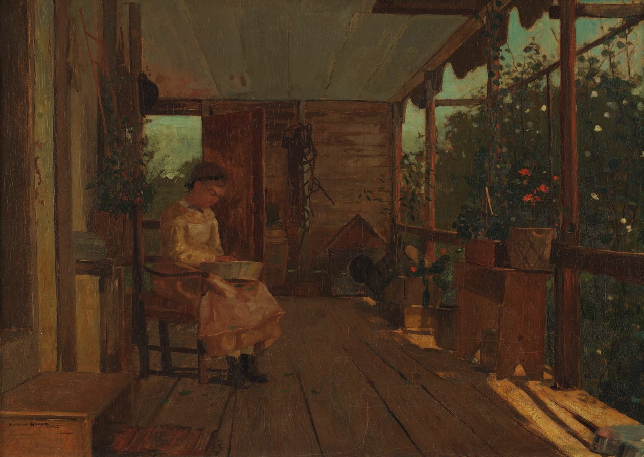 Mädchen beim Erbsenpulen von Winslow Homer