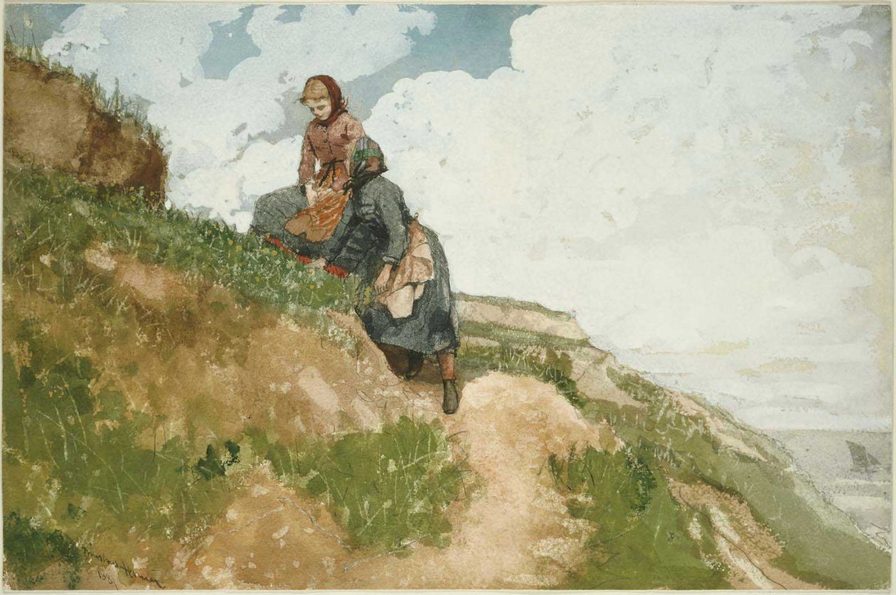 Mädchen auf einer Klippe von Winslow Homer