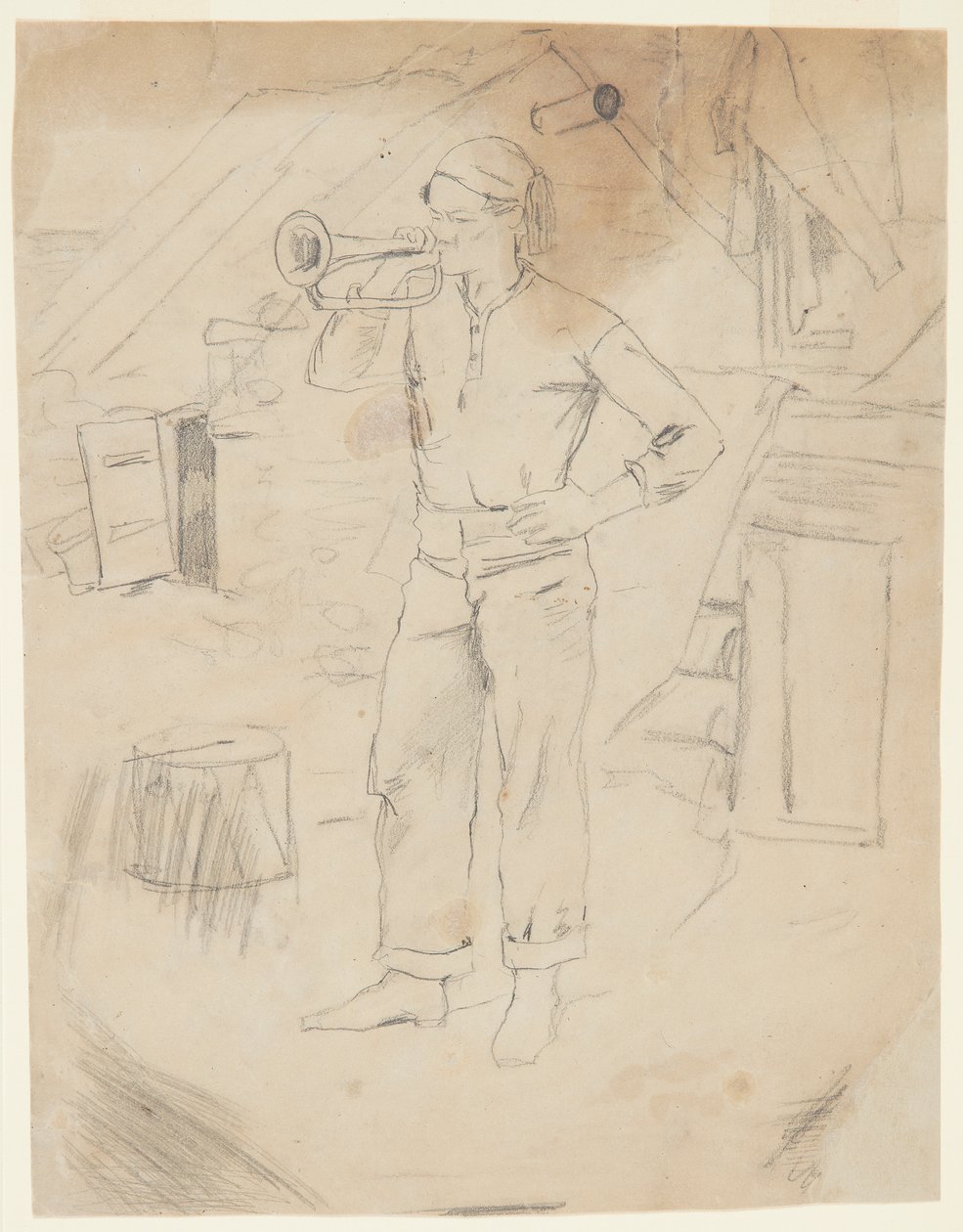 Mann mit Zouavenmütze von Winslow Homer
