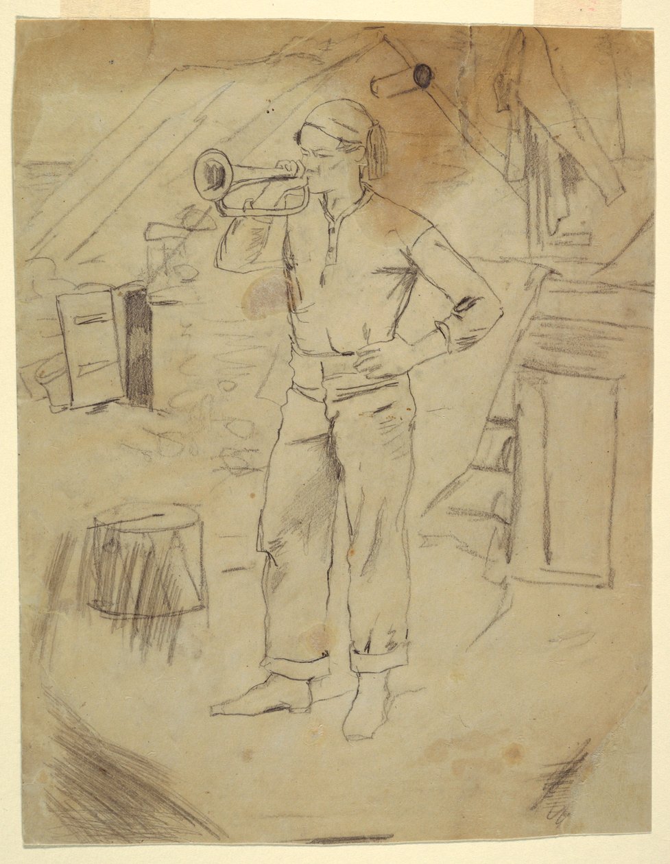 Mann mit Zouavenmütze von Winslow Homer