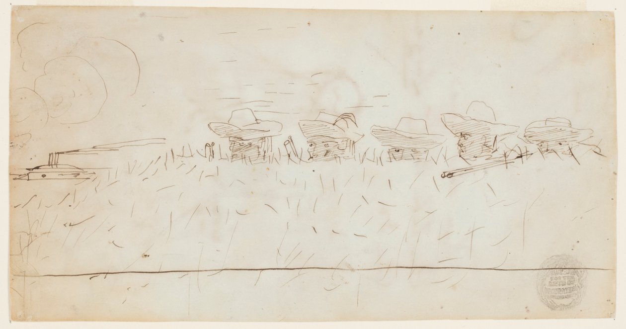 Männer, die über Erdwerke schauen von Winslow Homer