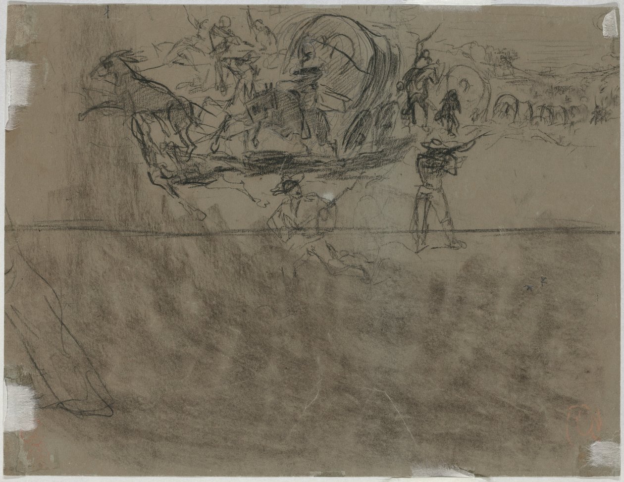 Scharmützel mit einem Wagenzug [verso], 1864 von Winslow Homer