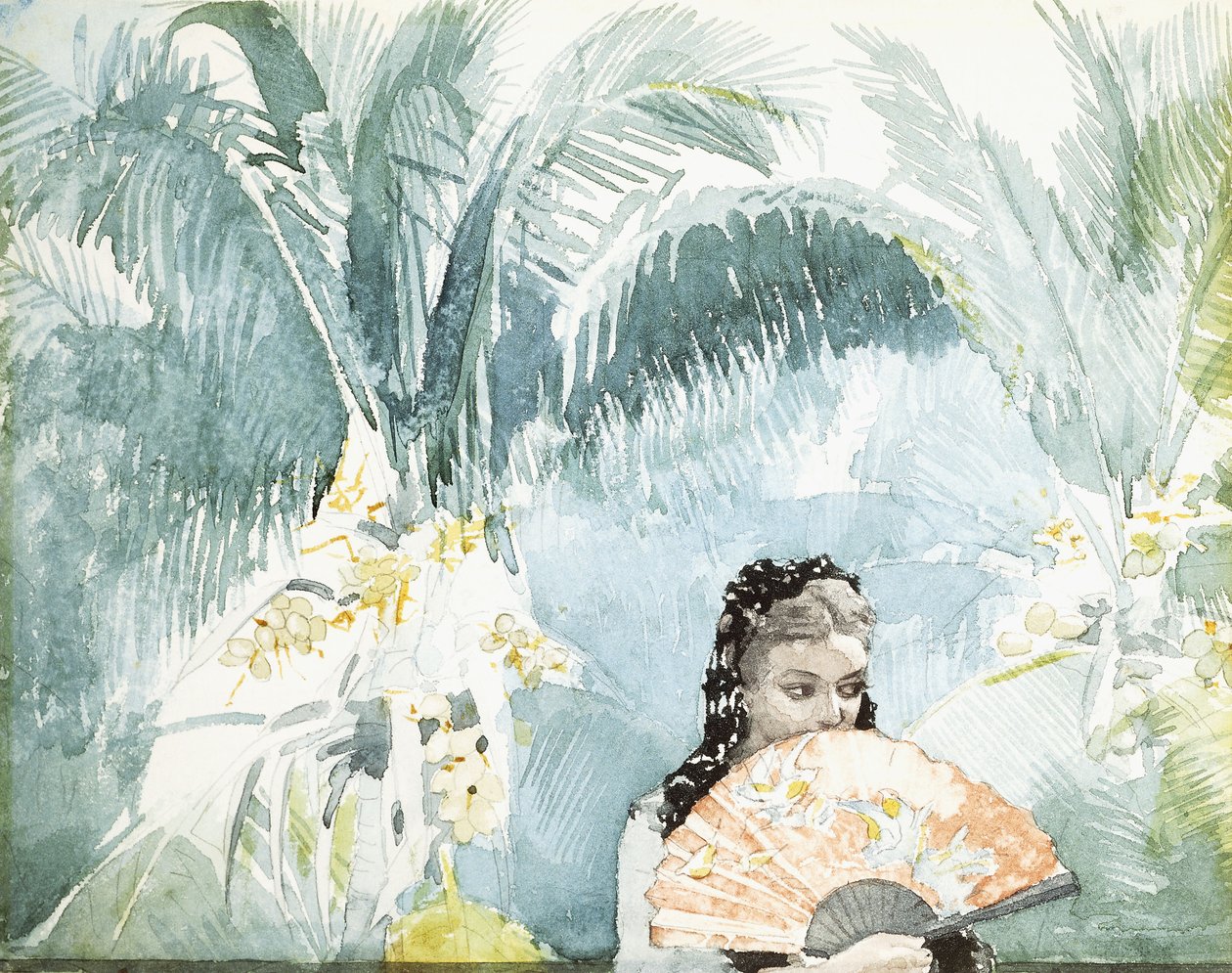 Spanisches Mädchen mit Fächer, 1885 von Winslow Homer