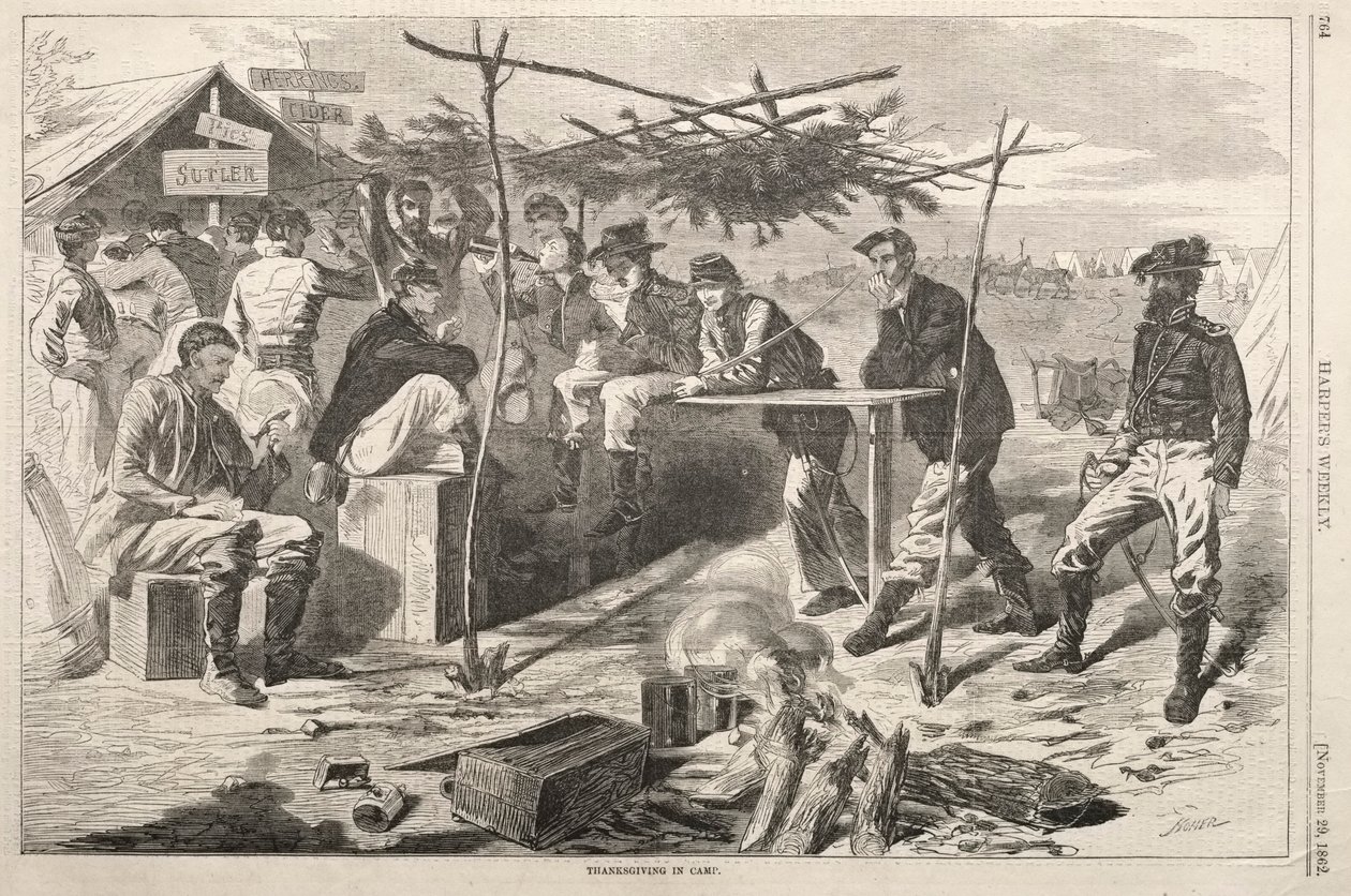 Erntedankfest im Lager, 1862 von Winslow Homer